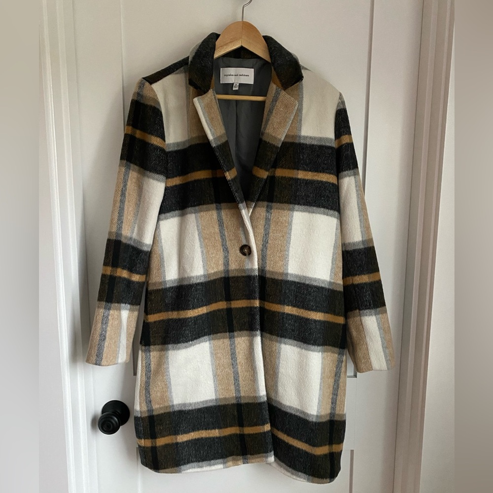 Cupcakes and Cashmere Women's Plaid Car Coat Size Small